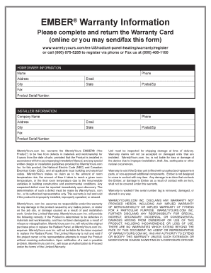 WarmlyYours EMBER® Warranty Registration Form