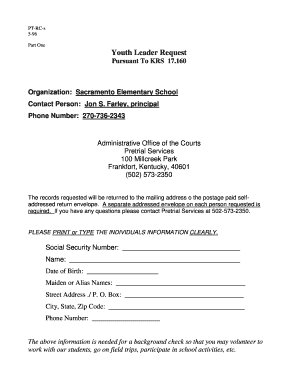 Kentucky Youth Leader Request Form
