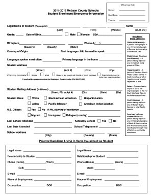 McLean County Schools Student Enrollment Form