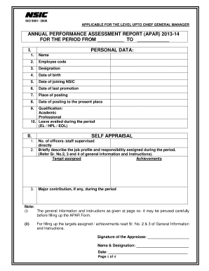 Annual Performance Assessment Report (APAR) 2013-14