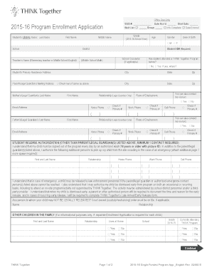2015-16 Program Enrollment Application