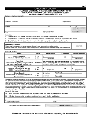 Lancaster County Flexible Spending Arrangement Enrollment Form