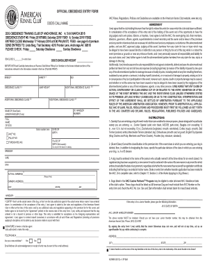 AKC Dog Obedience Entry Form