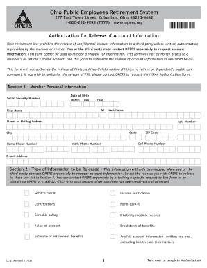 Ohio Authorization for Release of Account Information