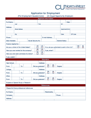 Employment Application Form