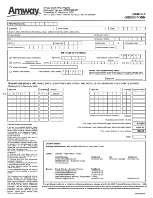 Namibia Order Form