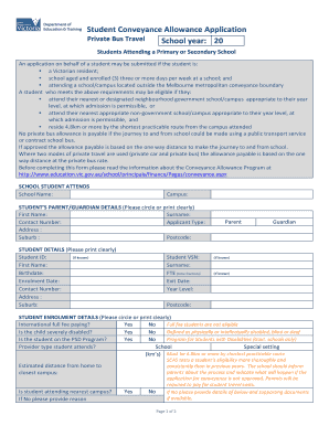 Student Conveyance Allowance Application