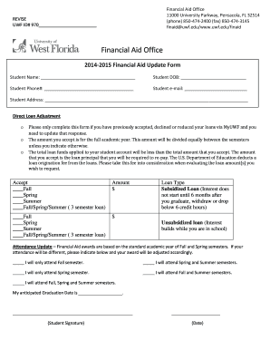 2014-2015 Financial Aid Update Form