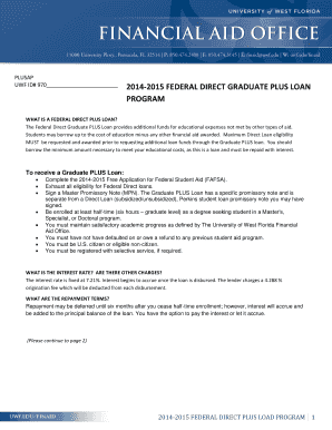 2014-2015 Federal Direct Graduate PLUS Loan Application