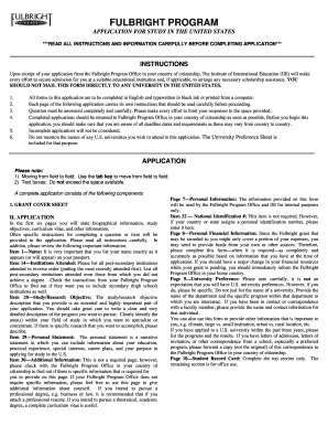 Fulbright Program Application for Study in the United States
