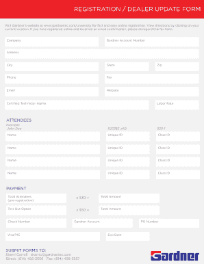Gardner University Registration Form