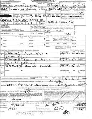 Colorado Traffic Summons & Complaint