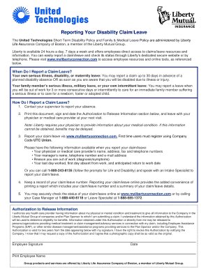 United Technologies Short-Term Disability Claim Form