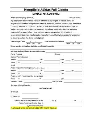 Hempfield Adidas Fall Classic Medical Release Form