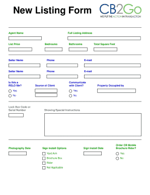 Real Estate Listing Form