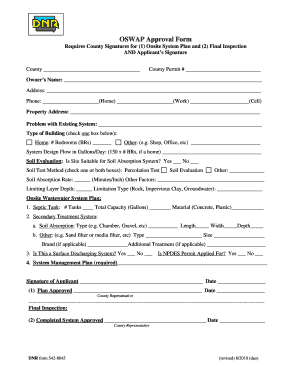Onsite Wastewater System Approval Form
