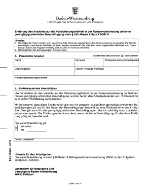 Erklärung des Verzichts auf die Versicherungsfreiheit in der Rentenversicherung