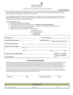 GCU AutoPay Authorization Agreement