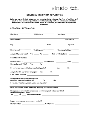 Individual Volunteer Application