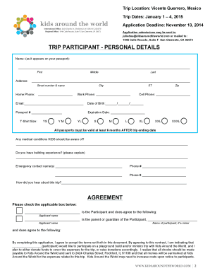 Mexico Vicente Guerrero Jan 2015 Trip Application Template