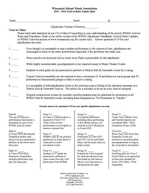 Wisconsin School Music Association Festival Rules Update Quiz