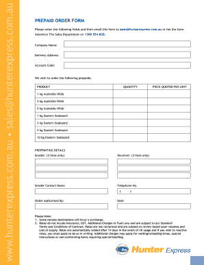 Prepaid Order Form