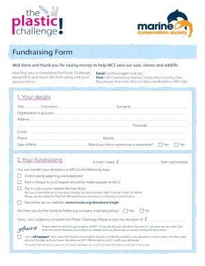 Marine Conservation Society Plastic Challenge Fundraising Form