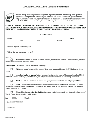 Affirmative Action Information Form