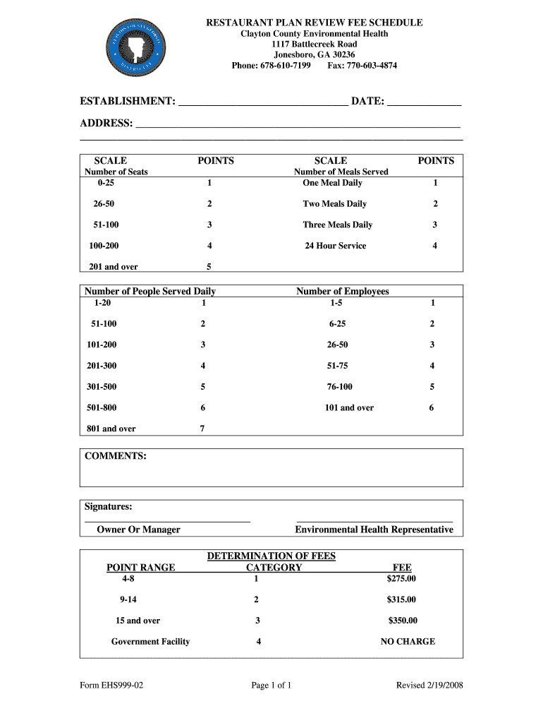 Fillable Online claytoncountypublichealth RESTAURANT PLAN REVIEW FEE ...