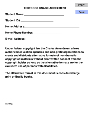 Textbook Usage Agreement