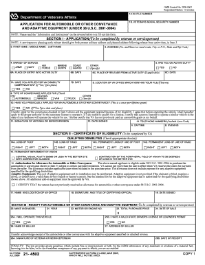 Application for Automobile or Other Conveyance and Adaptive Equipment