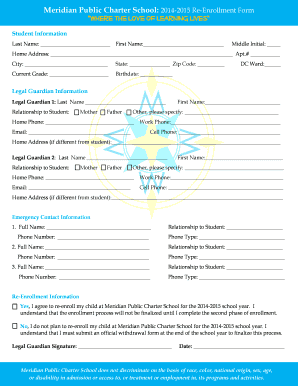 Meridian Public Charter School: 2014-2015 Re-Enrollment Form ... - mpcs-dc