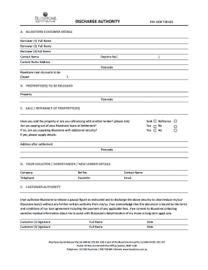 Bluestone Discharge Authority Form