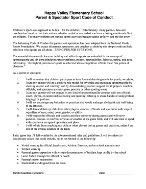 Parent & Spectator Sport Code of Conduct