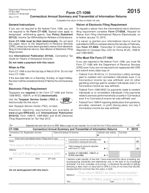Connecticut Annual Summary and Transmittal of Information Returns