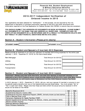 2016-2017 Independent Verification of Untaxed Income