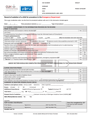 Child Sedation Form for Emergency Procedures
