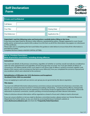 Self Declaration Form for Vulnerable Groups
