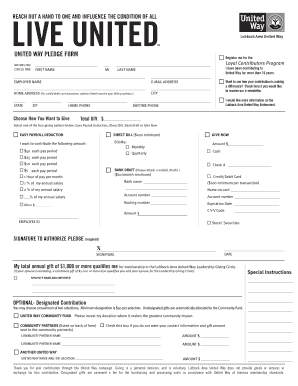 United Way Pledge Form