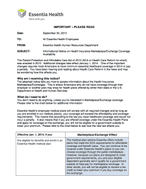 Health Insurance Marketplace Coverage Notice