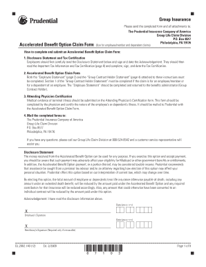 Accelerated Benefit Option Claim Form