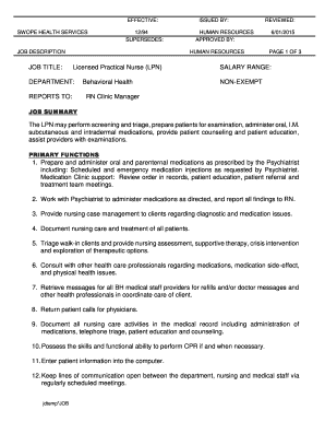 Licensed Practical Nurse Job Description