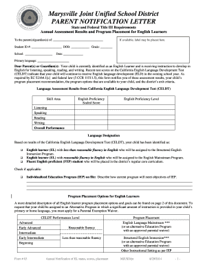California English Learner Program Notification Letter