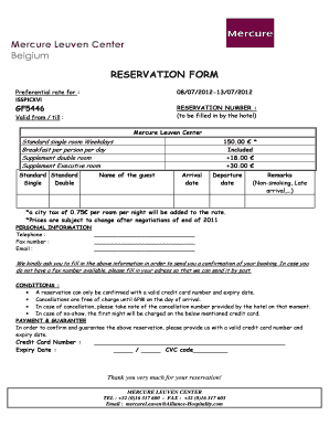 Mercure Leuven Center Reservation Form