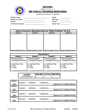 Mid Year Secondary EL Progress Monitoring