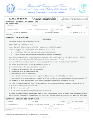 CARTA ACQUISTI Dichiarazione sostitutiva di atto Dichiarazione sostitutiva dell'atto di notorietà