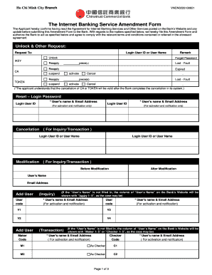 Internet Banking Service Amendment Form