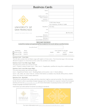 USFCA Business Card Template
