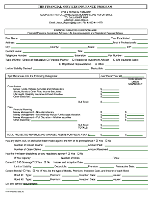 Financial Services Insurance Questionnaire