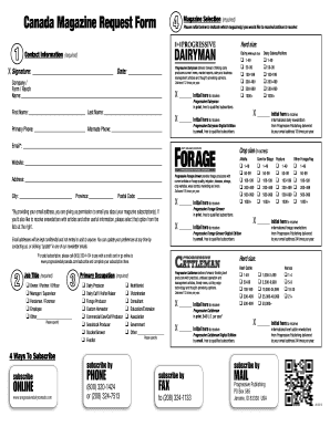 Canada Magazine Request Form
